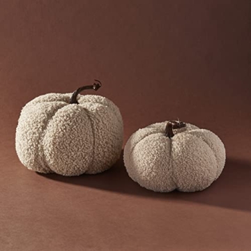 LampLust Fall Pumpkin Decor Set Sand Colored Faux Pumpkins
