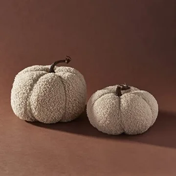 LampLust Fall Pumpkin Decor Set Sand Colored Faux Pumpkins