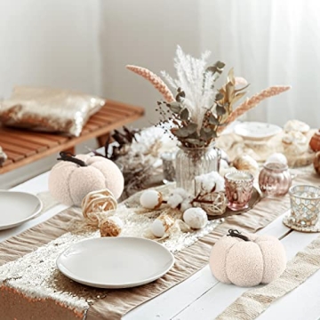 LampLust Fall Pumpkin Decor Set Sand Colored Faux Pumpkins