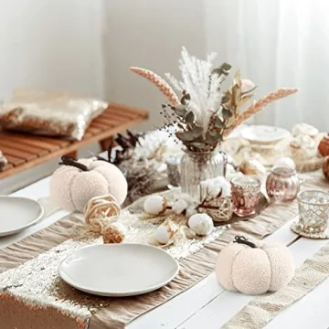 LampLust Fall Pumpkin Decor Set Sand Colored Faux Pumpkins