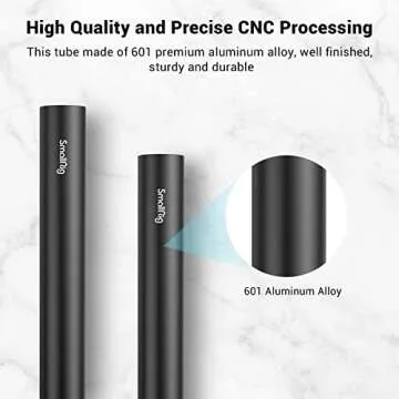 SMALLRIG 12 Inches (30 cm) Aluminum Alloy 15mm Rod with M12 Female Thread, Pack of 2