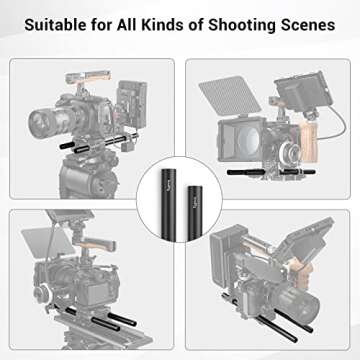 SMALLRIG 12 Inches (30 cm) Aluminum Alloy 15mm Rod with M12 Female Thread, Pack of 2