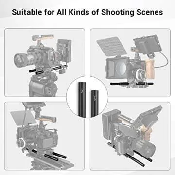 SMALLRIG 12 Inches (30 cm) Aluminum Alloy 15mm Rod with M12 Female Thread, Pack of 2