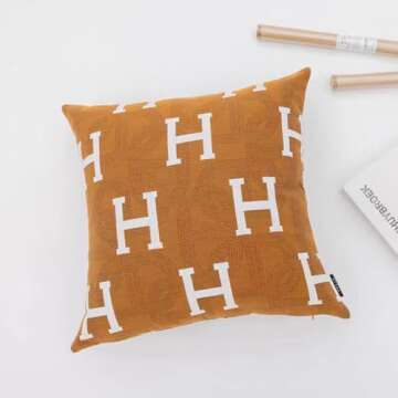 Croker Horse 20x20'' Inches Throw Pillow Cushion Cover - H Letter Embroidery Modern Fashion Style Couch Sofa Pillow for Living Room Bedroom