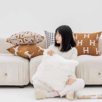 Croker Horse 20x20'' Inches Throw Pillow Cushion Cover - H Letter Embroidery Modern Fashion Style Couch Sofa Pillow for Living Room Bedroom