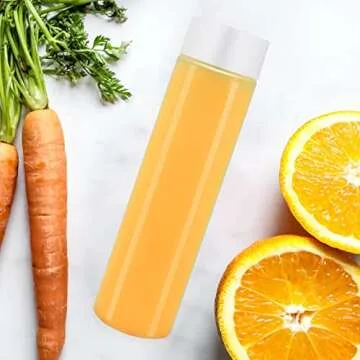 zmybcpack 12 Pack Clear PET Plastic Juice Bottles with Lids