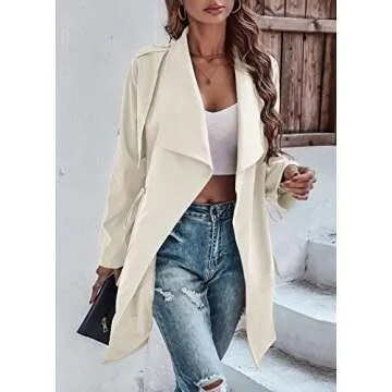 Febriajuce Womens Casual Trench Coat - Stylish Overcoat