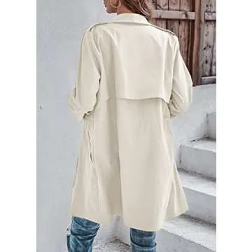 Febriajuce Womens Casual Trench Coat - Stylish Overcoat