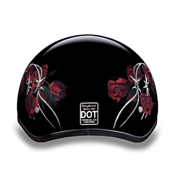 Daytona DOT Approved Motorcycle Half Helmet Skull Cap Barbed Roses
