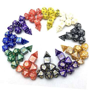 SmartDealsPro Pearl Polyhedral Dice Sets with Drawstring Pouches for Dungeons and Dragons DND RPG MTG Table Games D4 D6 D8 D10 D% D12 D20 (49 PCS)
