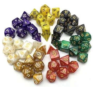 SmartDealsPro Pearl Polyhedral Dice Sets with Drawstring Pouches for Dungeons and Dragons DND RPG MTG Table Games D4 D6 D8 D10 D% D12 D20 (49 PCS)