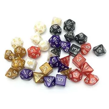SmartDealsPro Pearl Polyhedral Dice Sets with Drawstring Pouches for Dungeons and Dragons DND RPG MTG Table Games D4 D6 D8 D10 D% D12 D20 (49 PCS)