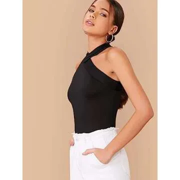 Floerns Women's Criss Cross Halter Top for Chic Style