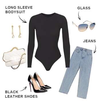 SHAPERX Women's Soft Crew Neck Bodysuit for All Occasions