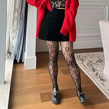 Stylish Fishnet Stockings for Women - Campsis Flower Pattern