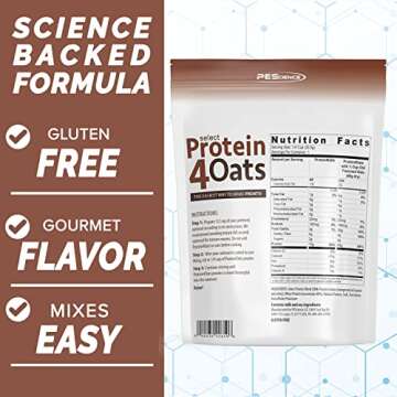 PEScience Select Protein4Oats, Maple and Brown Sugar, 12 Serving, Whey and Casein Blend for Oats and Oatmeal