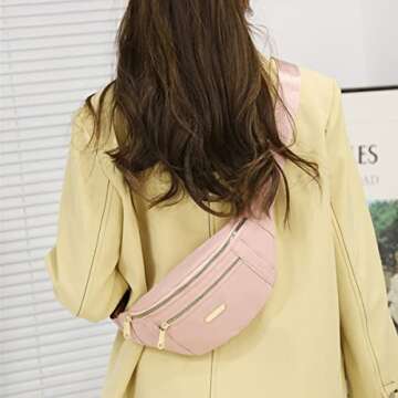 Fanny Packs for Women Fashionable Waist Pack Water Resistant Running Fanny Pack for Travel Walking Hiking Beige