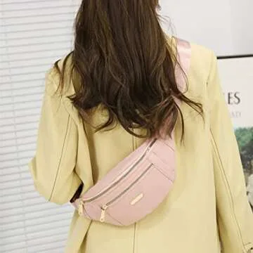 Fanny Packs for Women Fashionable Waist Pack Water Resistant Running Fanny Pack for Travel Walking Hiking Beige