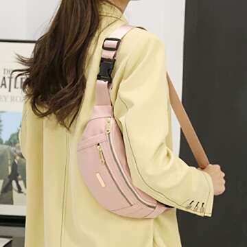 Fanny Packs for Women Fashionable Waist Pack Water Resistant Running Fanny Pack for Travel Walking Hiking Beige