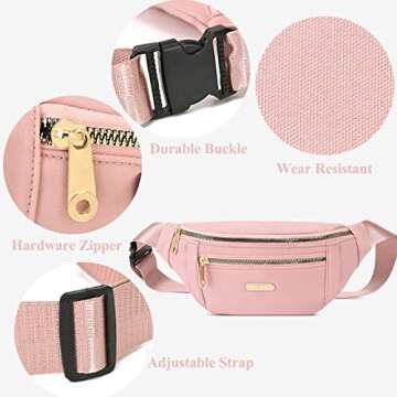 Fanny Packs for Women Fashionable Waist Pack Water Resistant Running Fanny Pack for Travel Walking Hiking Beige