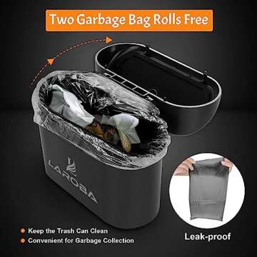 Laroba Car Trash Can with Lid - Mini Auto Dustbin Garbage Organizer | Two Roll Plastic Trash Bags | ...