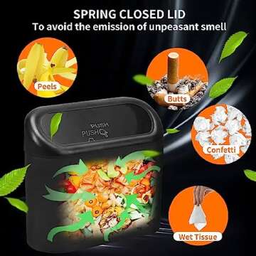 Laroba Car Trash Can with Lid - Mini Auto Dustbin Garbage Organizer | Two Roll Plastic Trash Bags | Automotive Garbage Container Bin for Vehicle, Home, Office