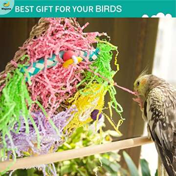 Wepets 5 PCS Natural Shreddable and Chewable Colorful Bird Toy,Provides Exercise and Entertainment for Parakeets, Suitable for Budgies, Cockatiels, Lovebirds, Parrotlets, and Conures.