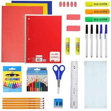 8-Pack 17” Backpacks with 50 Piece School Supplies Kits - Pens, Pencils, Crayons – Bulk Bundle for Elementary, Middle, and High School Students, 8 Assorted Styles