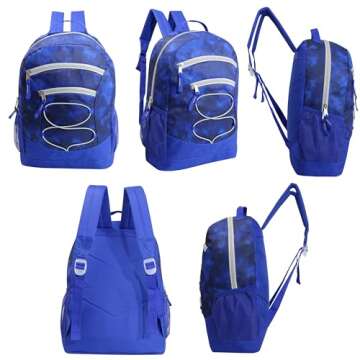 8-Pack 17” Backpacks with 50 Piece School Supplies Kits - Pens, Pencils, Crayons – Bulk Bundle for Elementary, Middle, and High School Students, 8 Assorted Styles