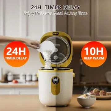 POKAPOKA Mini Rice Cooker with 24-H Timer and Nonstick Pot