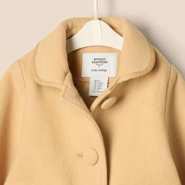 Amazon Essentials x Sofia Grainge Toddler Girls' Wool Blend Coat, Light Camel, 4T
