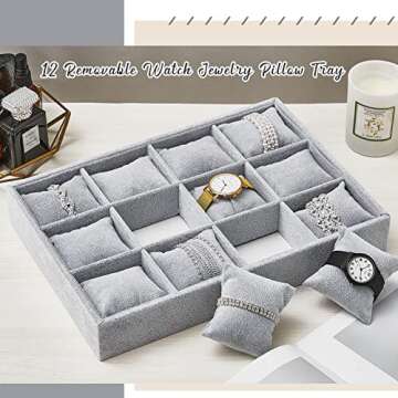 Henoyso Velvet Watch Organizer - 2 Stackable Trays