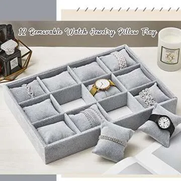 Henoyso Velvet Watch Organizer - 2 Stackable Trays
