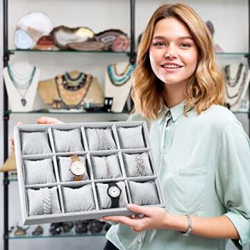 Henoyso Velvet Watch Organizer - 2 Stackable Trays