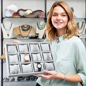 Henoyso Velvet Watch Organizer - 2 Stackable Trays