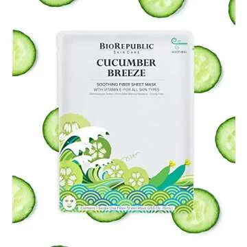 BioRepublic Skincare Hydrating Sheet Masks On the Glow Kit | Aloe, Green Tea, Pomegranate, & Cucumber Facial Masks | Biodegradable & Cruelty Free Face Mask Variety Pack of 4
