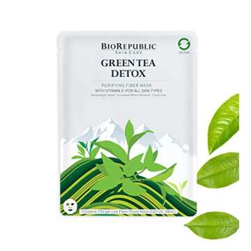 BioRepublic Skincare Hydrating Sheet Masks On the Glow Kit | Aloe, Green Tea, Pomegranate, & Cucumber Facial Masks | Biodegradable & Cruelty Free Face Mask Variety Pack of 4