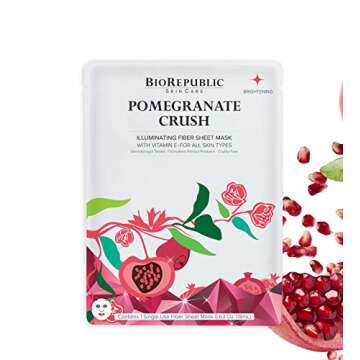 BioRepublic Skincare Hydrating Sheet Masks On the Glow Kit | Aloe, Green Tea, Pomegranate, & Cucumber Facial Masks | Biodegradable & Cruelty Free Face Mask Variety Pack of 4