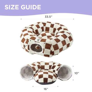 Lesure Cat Tunnel Bed for Indoor - Cute Cat Donut Tunnel with Washable Circle Cushion, Round Pet Peekaboo Cave Toy for Kitten/Puppy/Rabbit, Brown