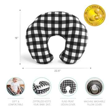 The Peanutshell Black & White Buffalo Plaid Nursing Pillow for Breastfeeding & Nursing Pillow Cover ...