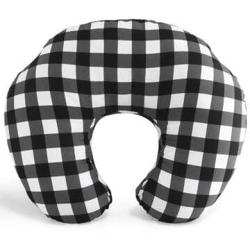 The Peanutshell Black & White Buffalo Plaid Nursing Pillow for Breastfeeding & Nursing Pillow Cover for Baby Boys or Girls
