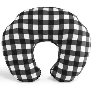 The Peanutshell Black & White Buffalo Plaid Nursing Pillow for Breastfeeding & Nursing Pillow Cover for Baby Boys or Girls