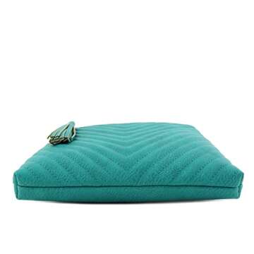 FashionPuzzle Chevron Quilted Medium Crossbody Bag with Tassel Accent (Teal)