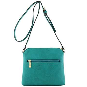 FashionPuzzle Chevron Quilted Medium Crossbody Bag with Tassel Accent (Teal)