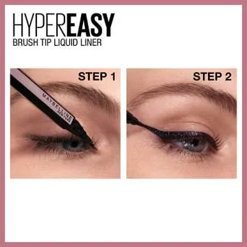 Maybelline Lash Sensational Sky High Washable Mascara + Hyper Easy Liquid Eyeliner Makeup Bundle, Includes 1 Mascara in Blackest Black and 1 Eyeliner in Pitch Black