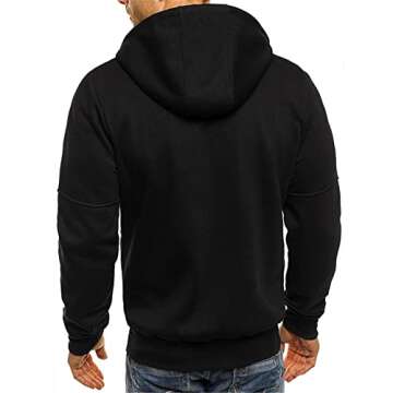 Mens Long Sleeve Zip Up Hoodie Hooded Sweatshirt Fashion Casual Pullover Sweatshirt with Pockets Lightweight Jacket
