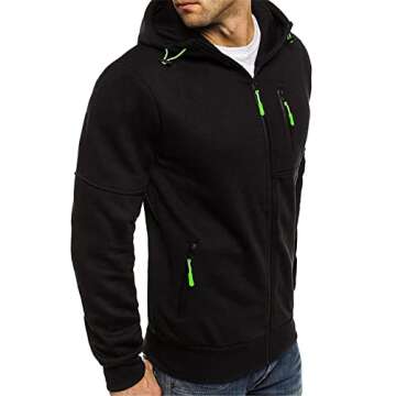 Mens Long Sleeve Zip Up Hoodie Hooded Sweatshirt Fashion Casual Pullover Sweatshirt with Pockets Lightweight Jacket
