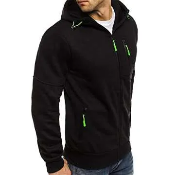 Mens Zip Up Hoodie Fashion Casual Lightweight Jacket