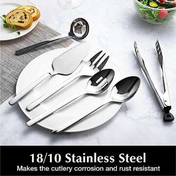 Elegant KINGSTONE Large Hostess Serving Utensils Set - 8-Piece 18/10 Stainless Steel Collection