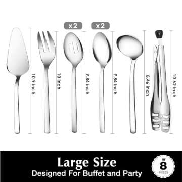 Elegant KINGSTONE 8-Piece Serving Utensils Set in Stainless Steel